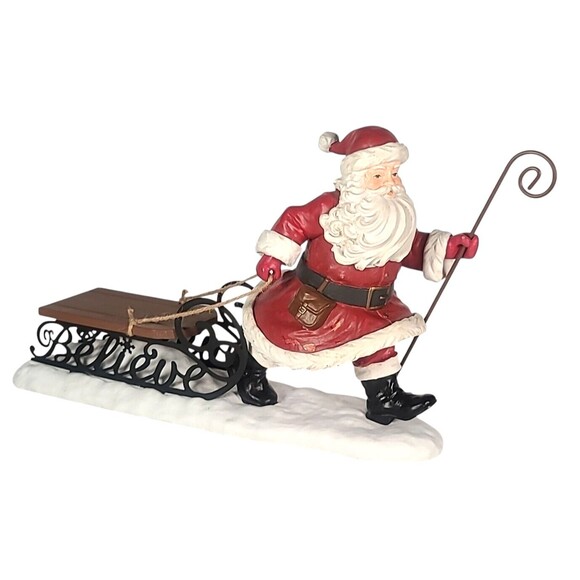 Hallmark Other - Rare Vintage Hallmark Christmas in Evergreen Santa Pulling Sled, Geoff Greenleaf